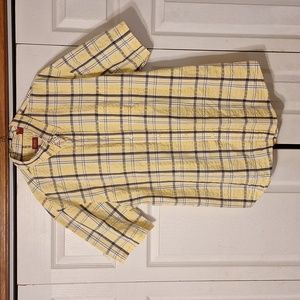 Izod Button Down Short Sleeve Plaid Shirt